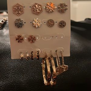 Tory Burch stud  and hoop earings